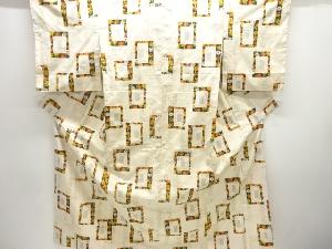 色紙に花模様織り出し手織り紬着物